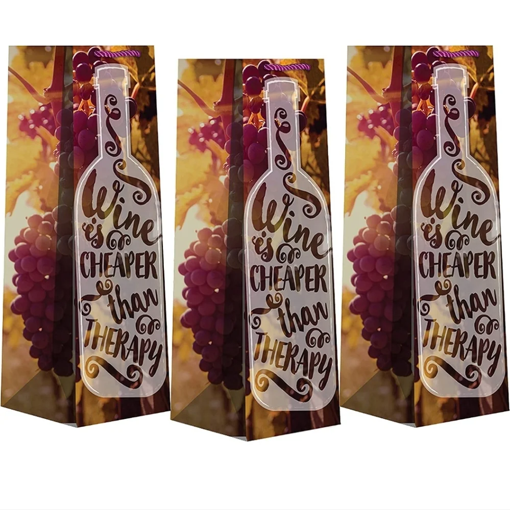 Jillson Roberts Humorous Wine Gift Bags 3 pack